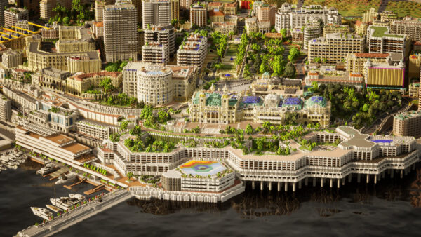 Wallpaper Aerial, Minecraft, City, Monaco, View