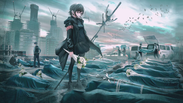 Wallpaper Background, Anime, With, Flower, Funeral, Girl