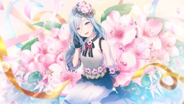 Wallpaper Flowers, Anime, Eyes, Blue, Blossom, Pink, Girl