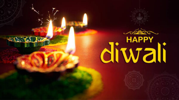 Wallpaper Fire, Happy, Colorful, Wish, With, Lamps, Diwali