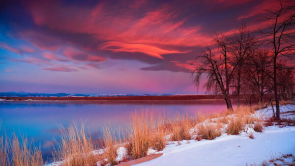 Wallpaper Cloudy, Calm, Water, Body, Desktop, Sky, Mobile, Nature, Under, Red