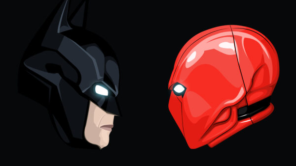 Wallpaper Red, Hood, Artwork, Minimal, Batman