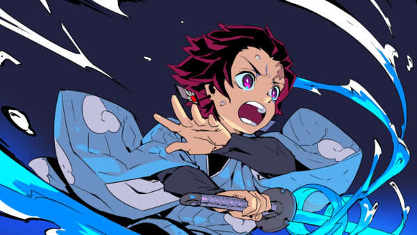 Wallpaper Weapon, Slayer, Eyes, Kamado, Black, Having, Desktop, Purple, Background, Anime, Tanjirou, Demon, With