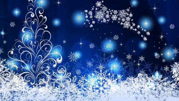 Wallpaper Holiday, Christmas, Snowflake, Blue, Desktop, Reindeer, Tree, White