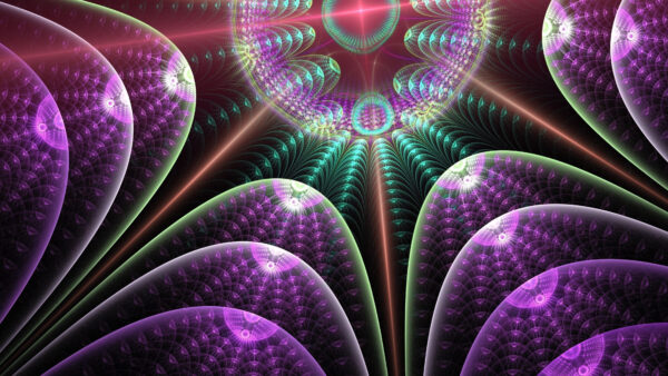 Wallpaper Green, Fractal, Purple, Desktop, Abstract, Mobile