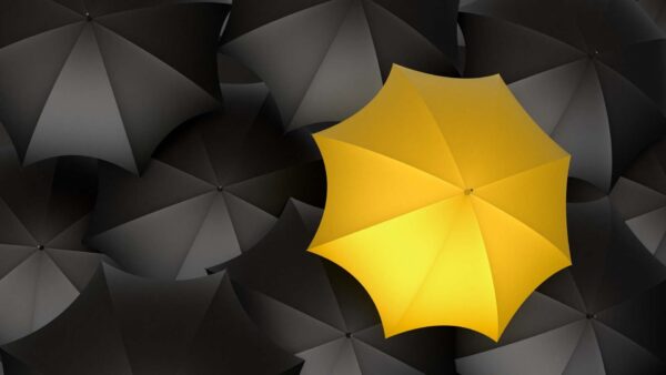 Wallpaper Yellow, Surrounded, Umbrella, Black, Desktop, Umbrellas