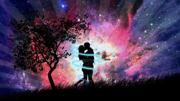 Wallpaper Tree, Near, Background, With, Love, Desktop, Image, Stars, Couple, Glittering