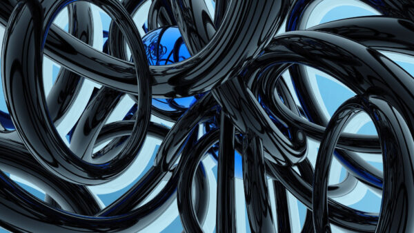 Wallpaper Abstract, Glassy, Pipes, Blue, Desktop, Black