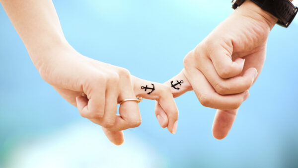 Wallpaper Fingers, Anchor, Drawing, Couple, Background, Holding, Blue