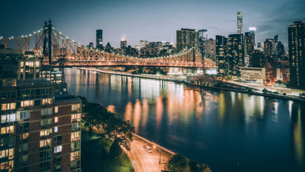 Wallpaper Rising, Lights, Buildings, New, With, Desktop, High, Bridge, York, Glittering, And