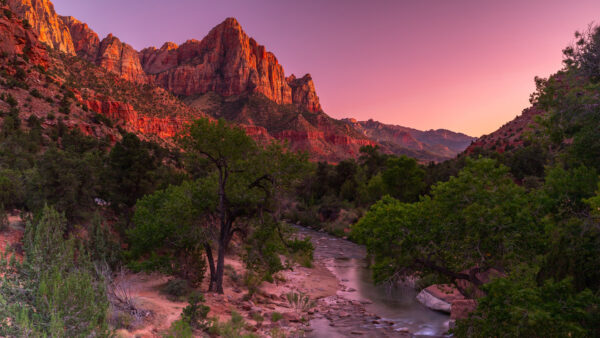 Wallpaper Sky, Purple, Rock, Red, Pink, Cloudy, Nature, Under