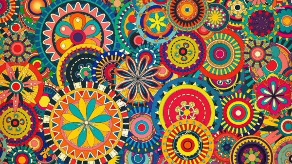 Wallpaper Trippy, Boho, Colorful, Circle, Desktop, Flowers