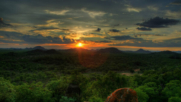 Wallpaper Green, Africa, African, Zimbabwe, Mountain, Valley, Sunset, During
