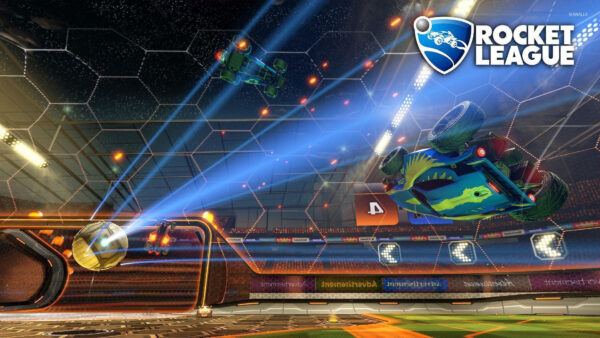 Wallpaper Lights, Rocket, League, With, Cars, And, Ball