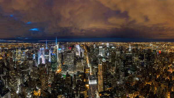Wallpaper Attractive, With, Desktop, New, York, Cloudy, Sky, Lights, Cityscape, Under
