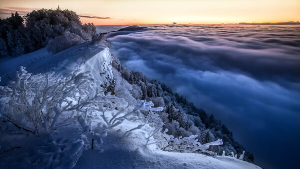 Wallpaper Nature, Sky, Horizon, Fog, Mountain, Morning, Winter