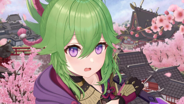 Wallpaper Genshin, Green, Shinobu, Eyes, Purple, Hair, Kuki, Impact