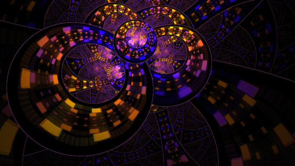Wallpaper Blue, Yellow, Pattern, Abstract, Digital, Pink, Fractal, Art