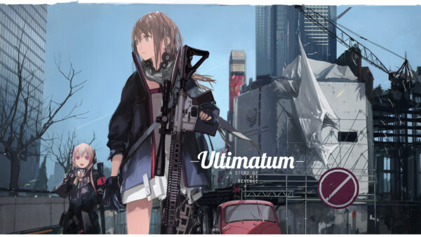 Wallpaper Buildings, Gun, Hair, With, Brown, Girl, Background, Sky, Frontline, Desktop, Girls, Games, Holding, And