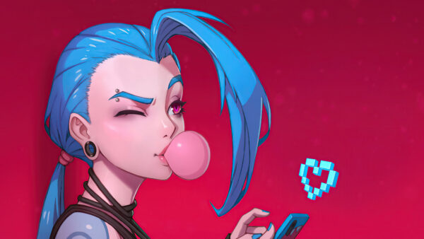 Wallpaper Hair, Wink, Pink, Legends, League, Eyes, Jinx, Blue