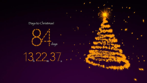 Wallpaper Yellow, Christmas, Lights, With, Countdown