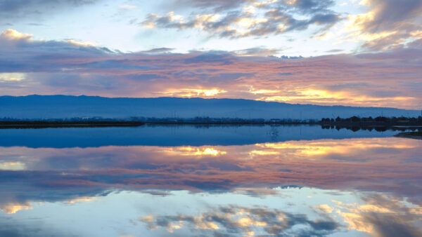Wallpaper Blue, Mountains, Reflection, Sky, Trees, Clouds, View, Landscape, Nature, Under, River, White