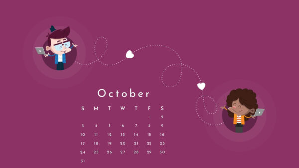 Wallpaper 2021, Background, Purple, Calendar, Light, October