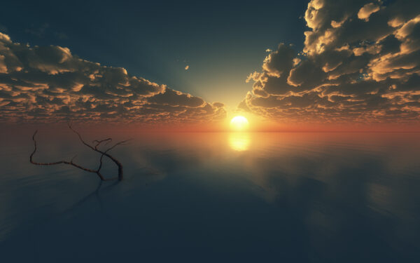 Wallpaper Sunset, Reflections, Digital