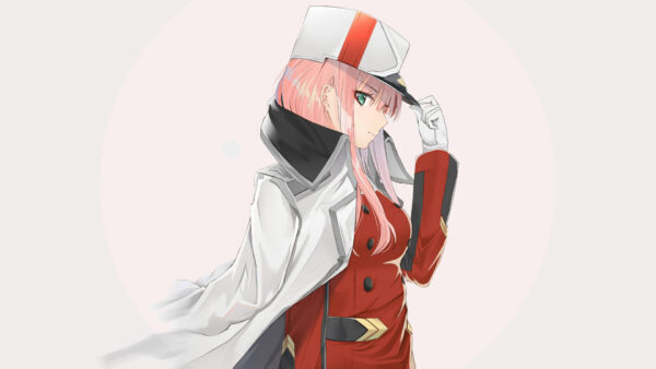 Wallpaper Hat, Desktop, Dress, Zero, Wearing, With, The, Darling, Background, Anime, FranXX, Pink, Two, Red, Coat, Hiro