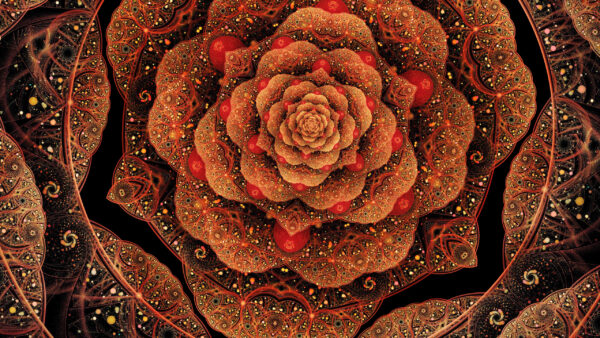 Wallpaper Flower, Fractal, Abstract, Red, Glittering, Desktop