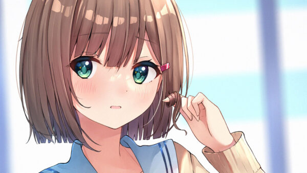 Wallpaper Dress, Short, Blue, Girl, Brown, Hair, Anime, With