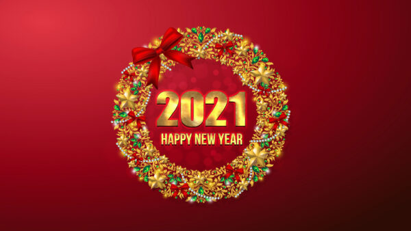 Wallpaper Ornaments, Year, Background, Glittering, 2021, Around, Happy, Red, New