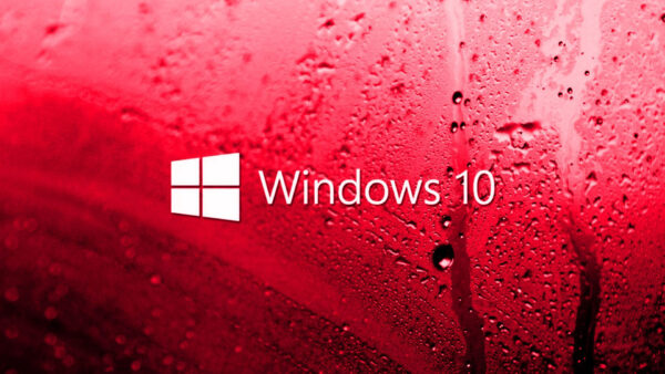 Wallpaper Red, Logo, Windows, Water, Glass, Drops