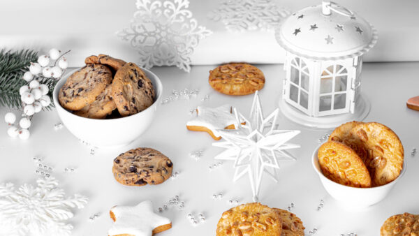 Wallpaper Snowflake, Christmas, White, Desktop, Background, Lantern, Cookie