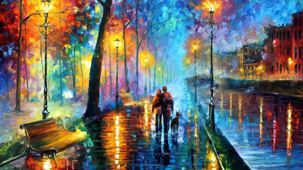 Wallpaper Painting, Colorful, Couple, Art