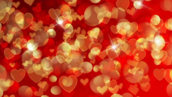 Wallpaper Heart, Hearts, Shapes, Red, Yellow, Shine