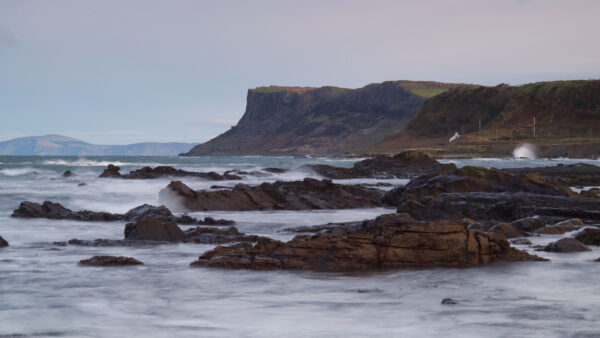 Wallpaper White, Waves, Sky, Mountains, Nature, View, Rocks, With, Under, Landscape, Sea