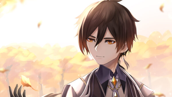 Wallpaper Zhongli, Yellow, Impact, Eyes, Genshin
