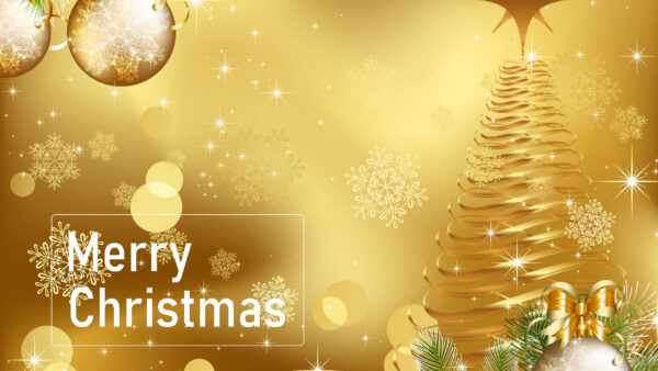 Wallpaper Balls, Christmas, Golden, Glitter, Snowflakes, Tree, Merry