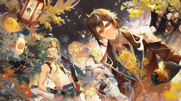 Wallpaper Impact, Zhongli, Trees, Genshin, Xiao