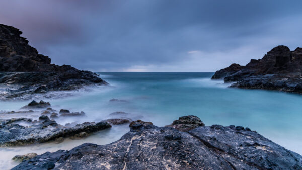 Wallpaper Sky, Sea, Under, Mountains, Rock, Blue, Desktop, Water, Stones, Mobile, Nature