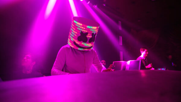 Wallpaper Marshmello, Purple, Colorful, Helmet, Lights, With, Background