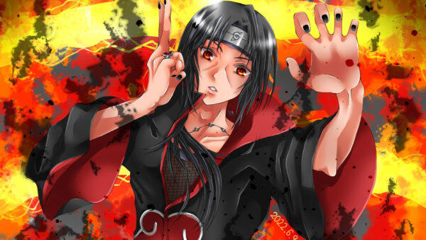 Wallpaper Itachi, Background, Yellow, Uchiha, Red, Naruto