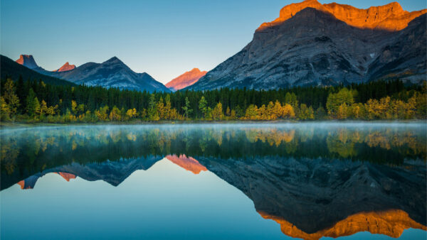 Wallpaper Mountain, Ash, Around, Nature, Lake, During, Covered, Mobile, Trees, Desktop, Orange, Daytime, Reflection