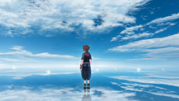 Wallpaper Games, Back, Sky, View, With, Sora, Background, Clouds, Hearts, Blue, And, Kingdom