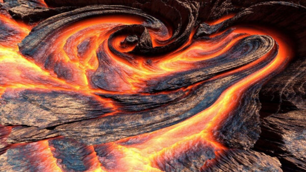 Wallpaper Volcano, Aesthetic, Orange, Desktop, Lava
