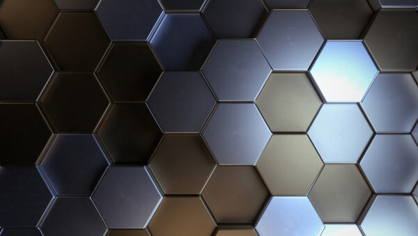 Wallpaper Desktop, Hexagons, Mobile, Blue, Black, Abstract