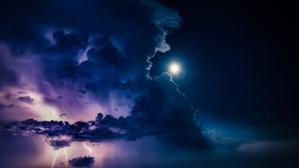 Wallpaper Desktop, Cloudy, Ocean, Lightning, Sky, Horizon, Under, Nature
