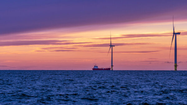 Wallpaper Bothnian, And, Ship, During, Sunset, Wind, Desktop, Nature, Turbine, Finland, Sea