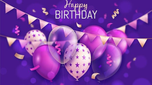 Wallpaper Happy, Letters, Balloons, White, Background, Blue, Purple, Birthday